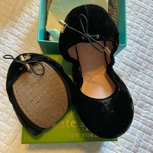 kate spade Shoes - Kate Spade Velvet Black foldable ballet flats kate spade Shoes - Kate Spade Velvet Black foldable ballet flats